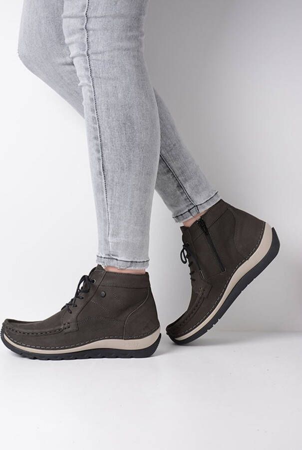 Wolky Hoge veterschoenen Salado asfalt nubuck