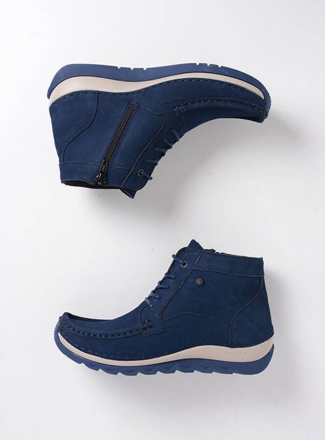 Wolky Hoge veterschoenen Salado blauw nubuck