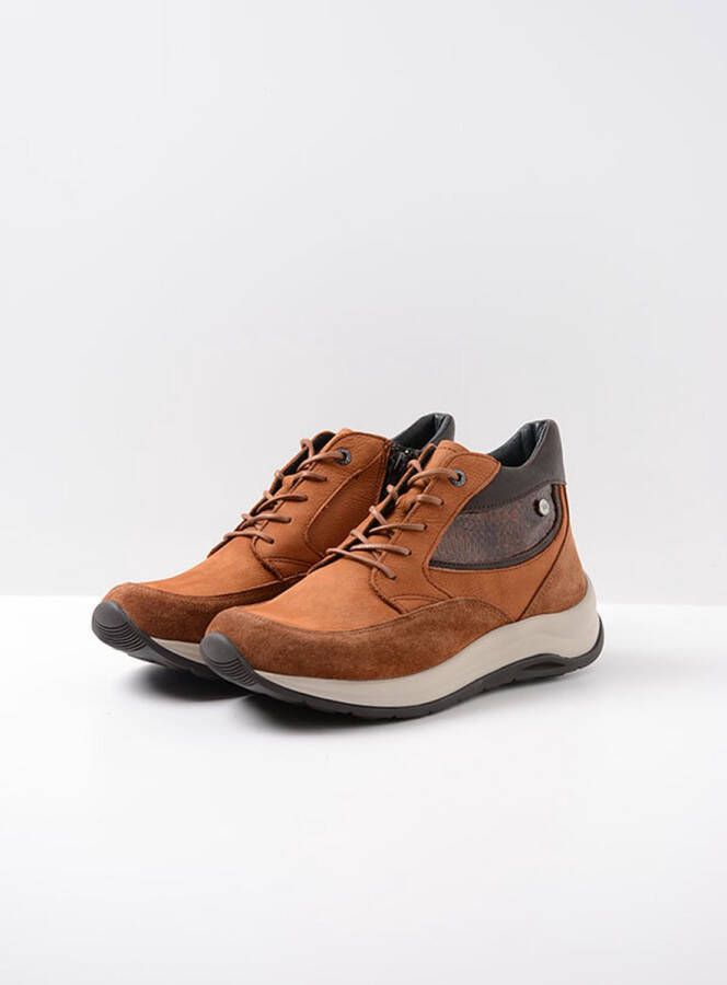 Wolky Hoge veterschoenen Scone cognac combi leer