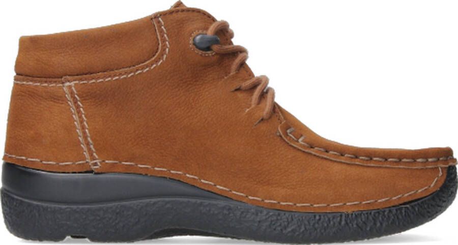 Wolky Hoge veterschoenen Seamy Moc cognac nubuck