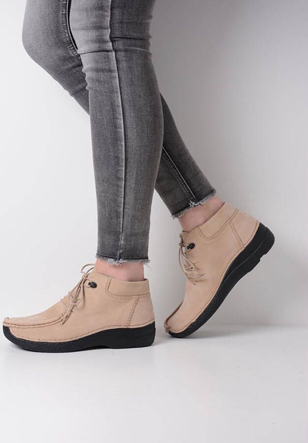 Wolky Hoge veterschoenen Seamy Moc safari nubuck