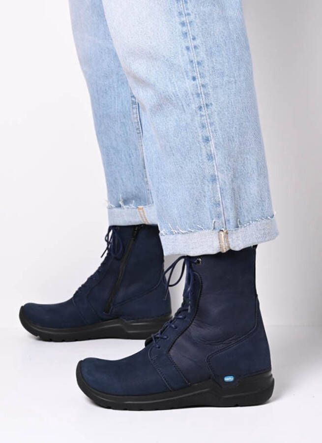 Wolky Hoge veterschoenen Viper HV denim blauw nubuck