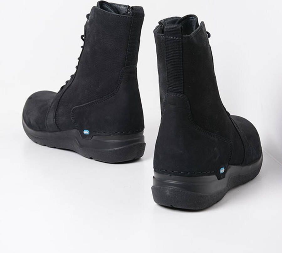 Wolky Hoge veterschoenen Viper zwart nubuck