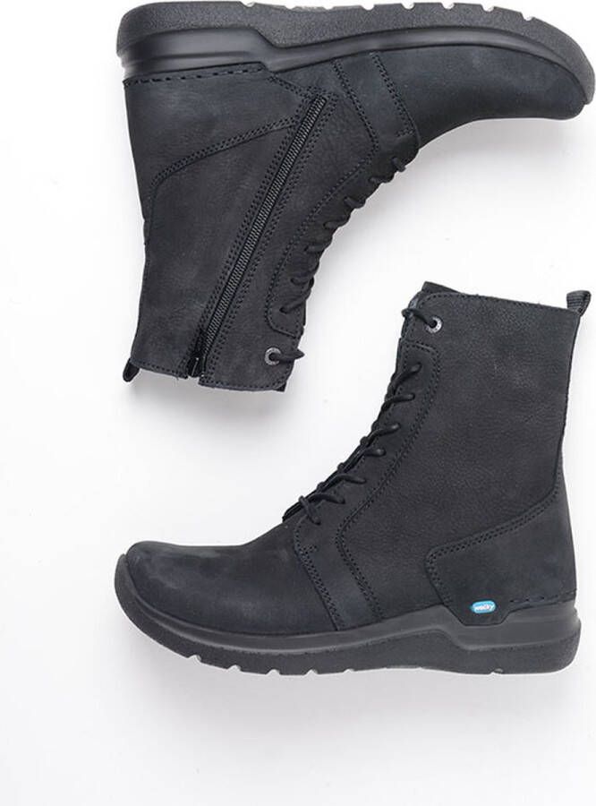 Wolky Hoge veterschoenen Viper zwart nubuck