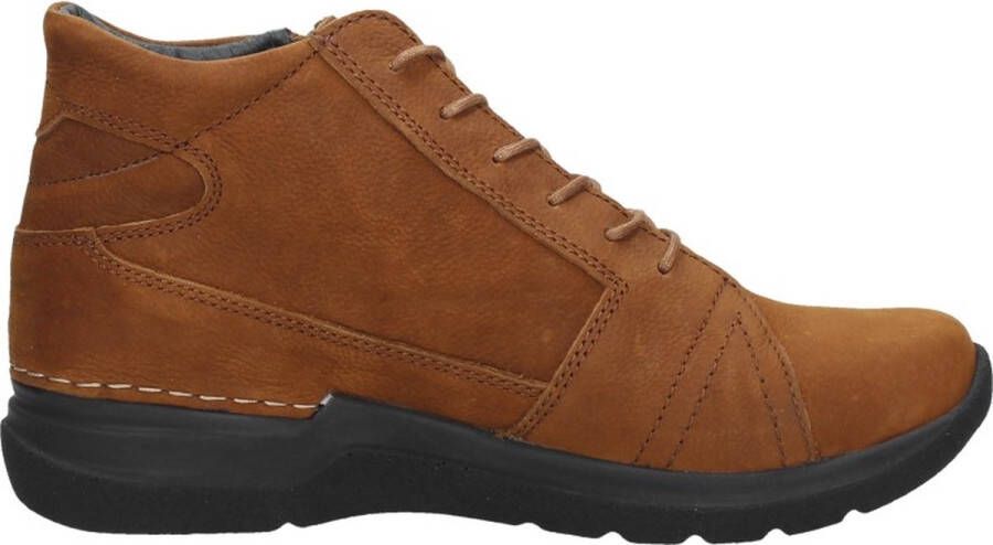 Wolky Hoge veterschoenen Why cognac nubuck