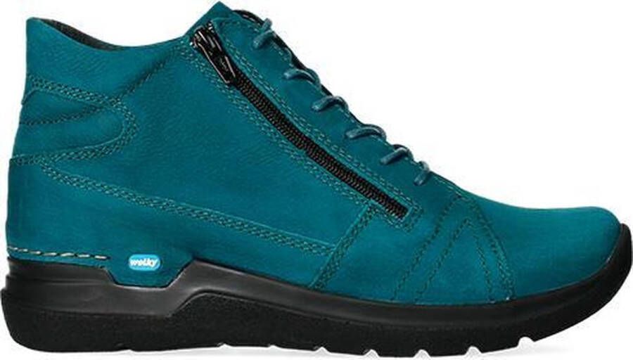 Wolky Hoge veterschoenen Why petrol nubuck