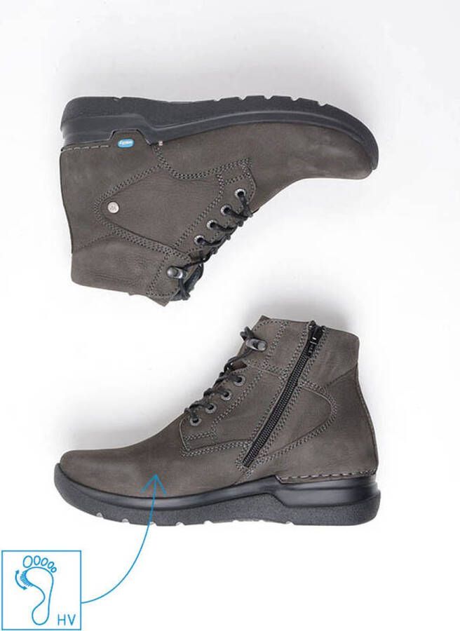 Wolky Hoge veterschoenen Whynot HV asfalt nubuck