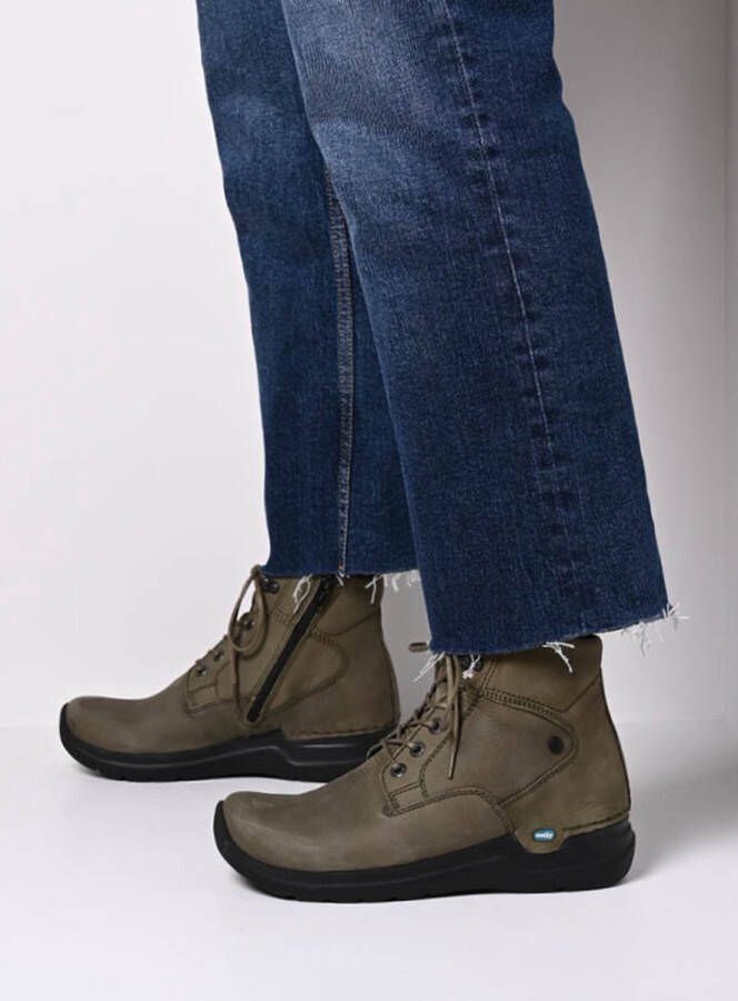 Wolky Hoge veterschoenen Whynot HV pesto groen nubuck