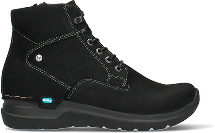 Wolky Hoge veterschoenen Whynot HV zwart nubuck