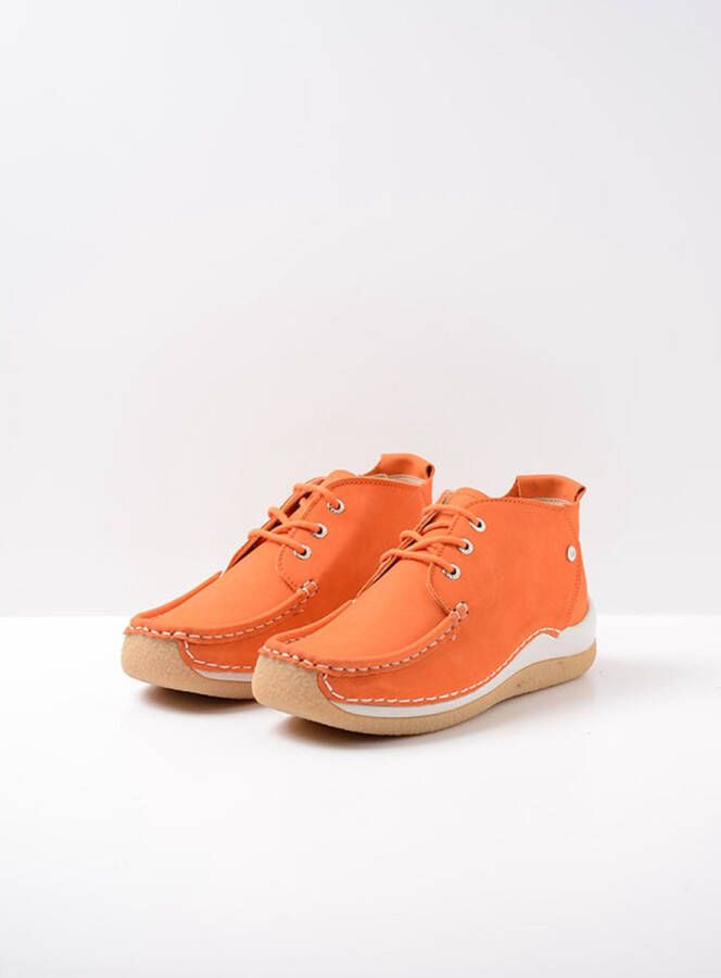 Wolky Lage veterschoenen Rosella oranje nubuck