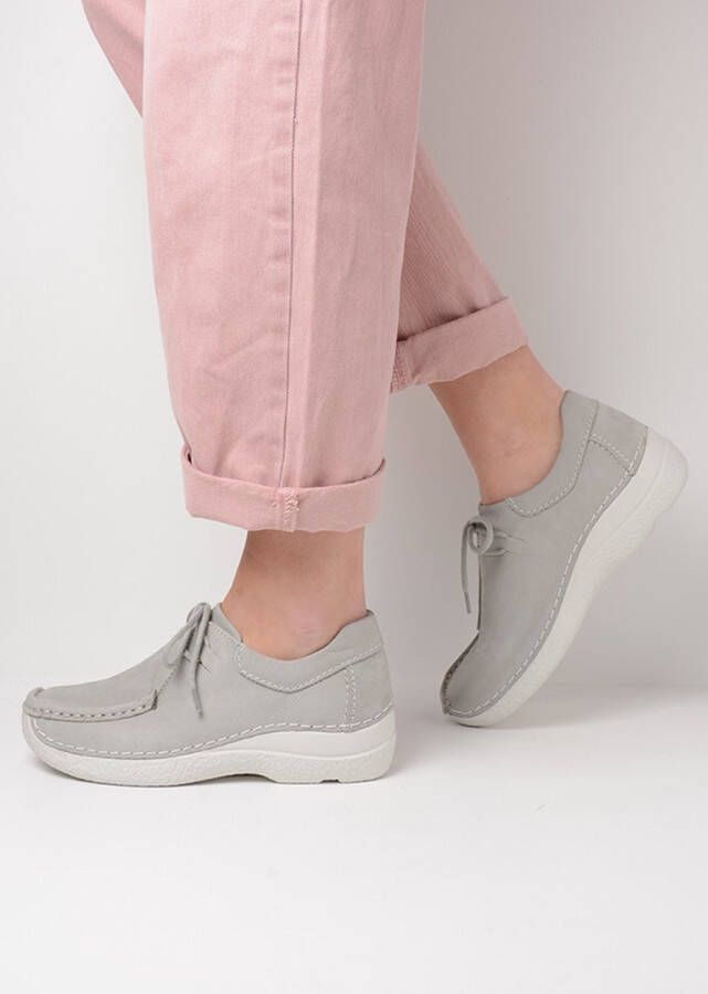 Wolky Lage veterschoenen Seamy Shoe lichtgrijs nubuck