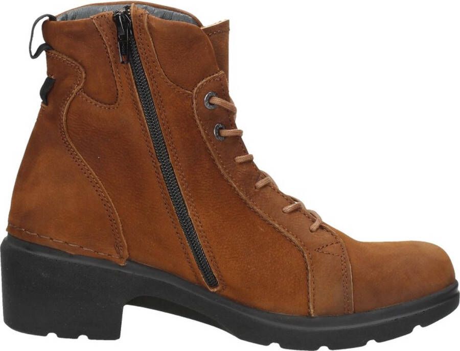 Wolky Midi Veterschoenen Hak cognac