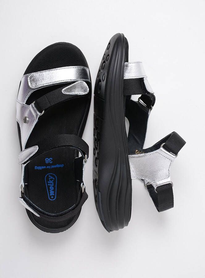 Wolky Sandalen Cirro zilver leer