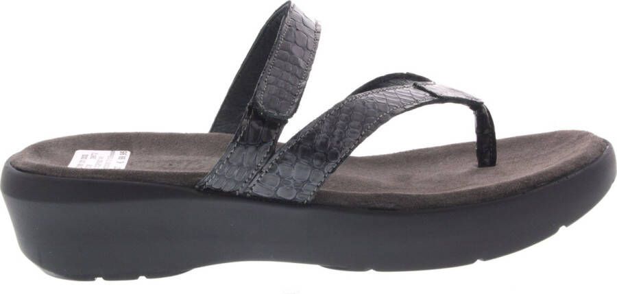 Wolky Slippers Bassa antraciet crocolook lakleer