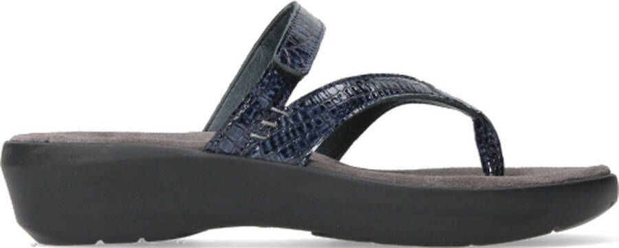 Wolky Slippers Bassa blauw crocolook lakleer