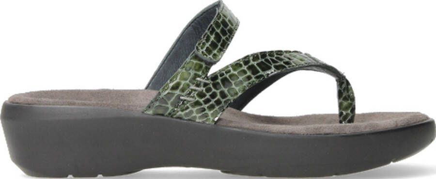 Wolky Slippers Bassa groen crocolook lakleer - Foto 1