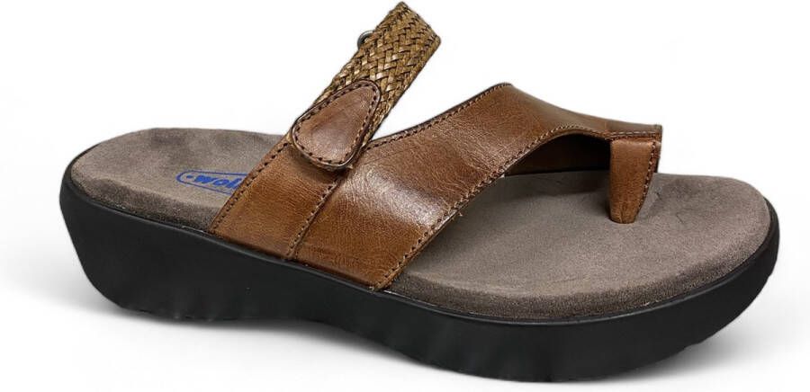 Wolky Slippers Collins cognac leer