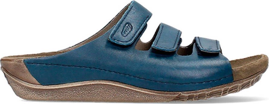 Wolky Slippers Nomad blauw leer