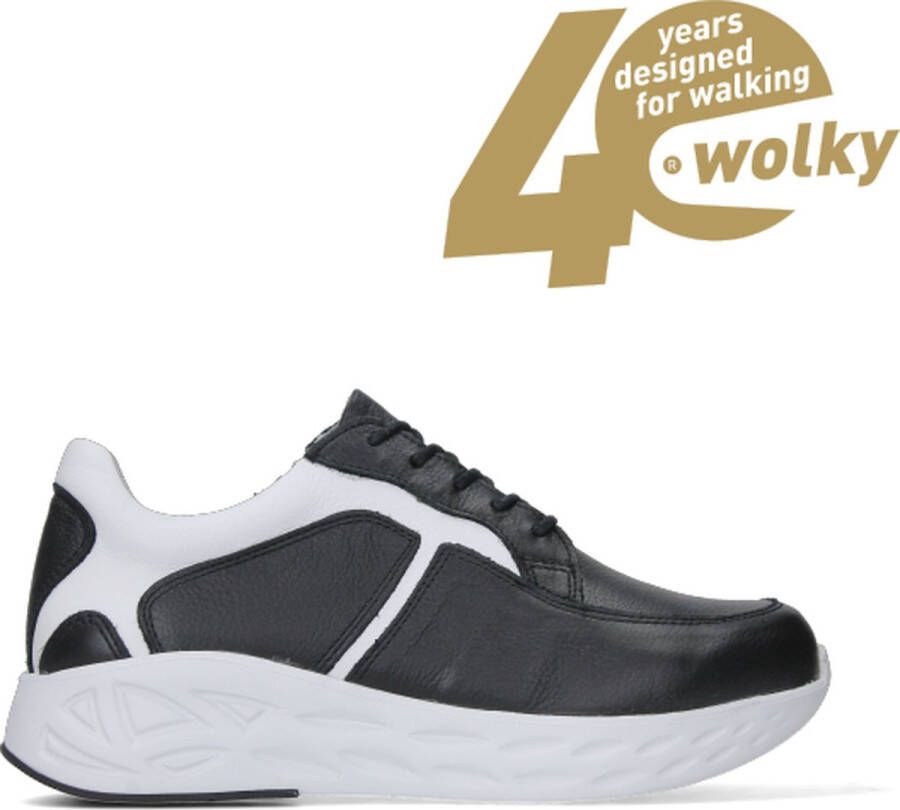 Wolky Veterschoenen Bounce zwart wit leer