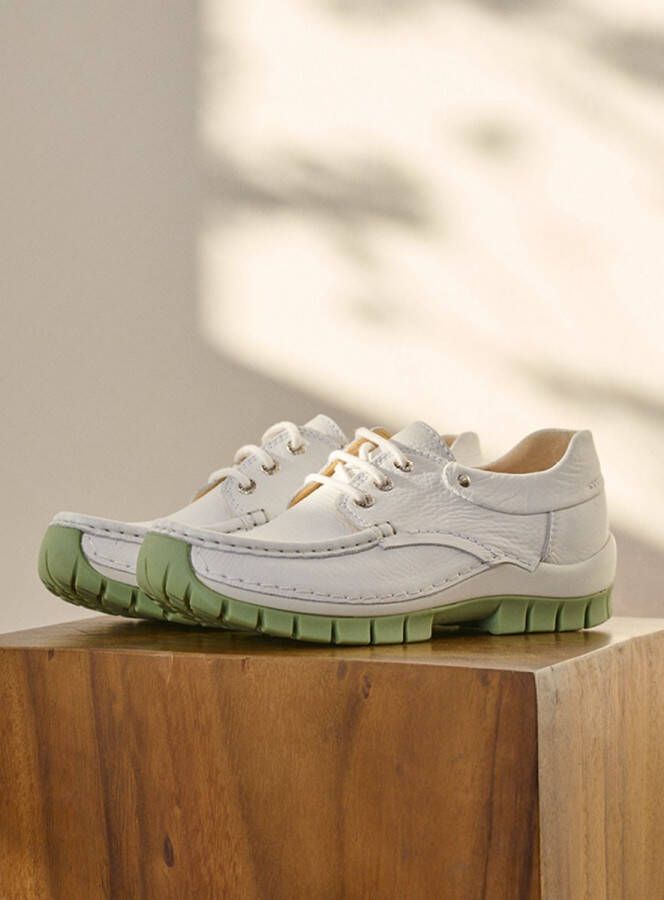 Wolky Veterschoenen Fly Summer wit lichtgroen leer