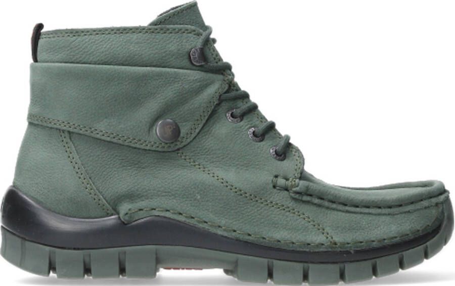 Wolky Hoge veterschoenen Jump saliegroen nubuck