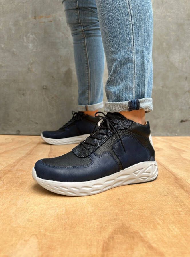 Wolky Veterschoenen Pep SF denim combi stretch leer