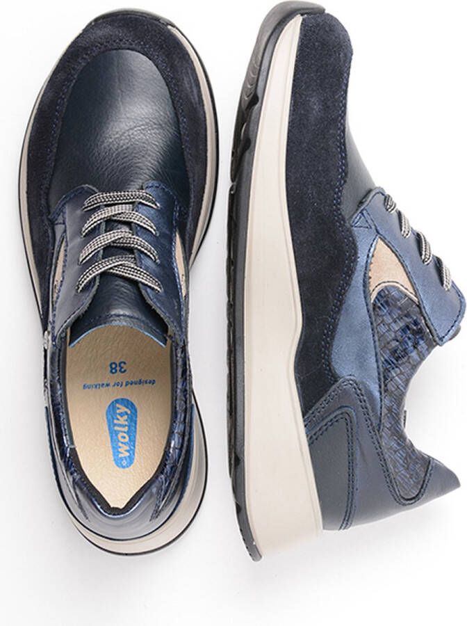 Wolky Veterschoenen Sappho blauw combi leer