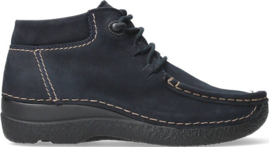 Wolky Hoge veterschoenen Seamy Moc blauw nubuck