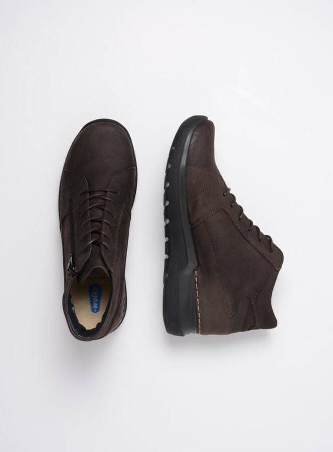 Wolky Hoge veterschoenen Why donkerbruin nubuck