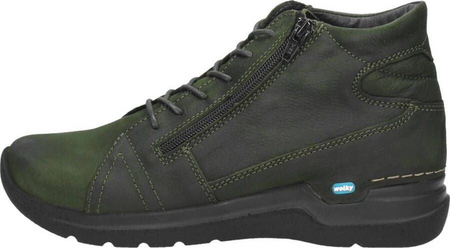 Wolky Hoge veterschoenen Why pesto groen nubuck