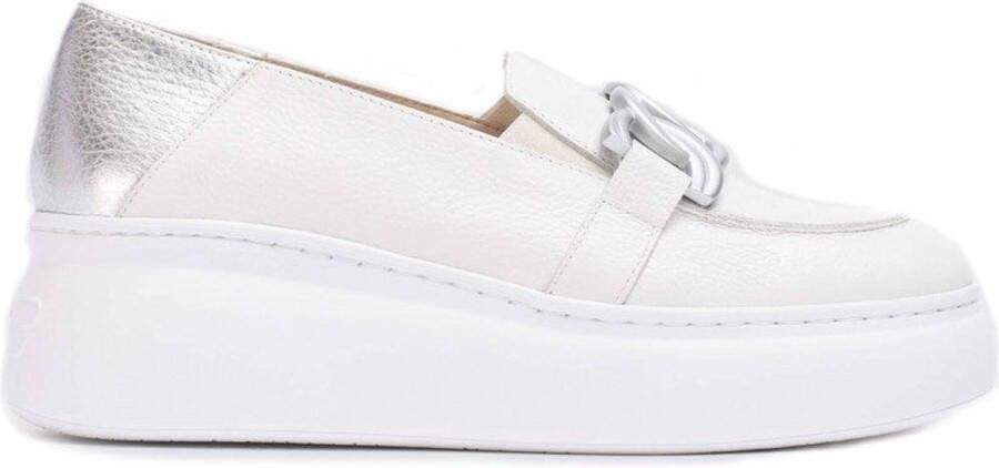 Wonders Tweekleurige leren sleehak moccasin White Dames