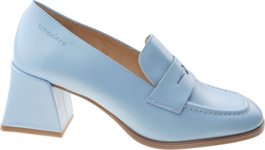 Wonders Klassieke leren pump met vierkante blokhak Blue Dames