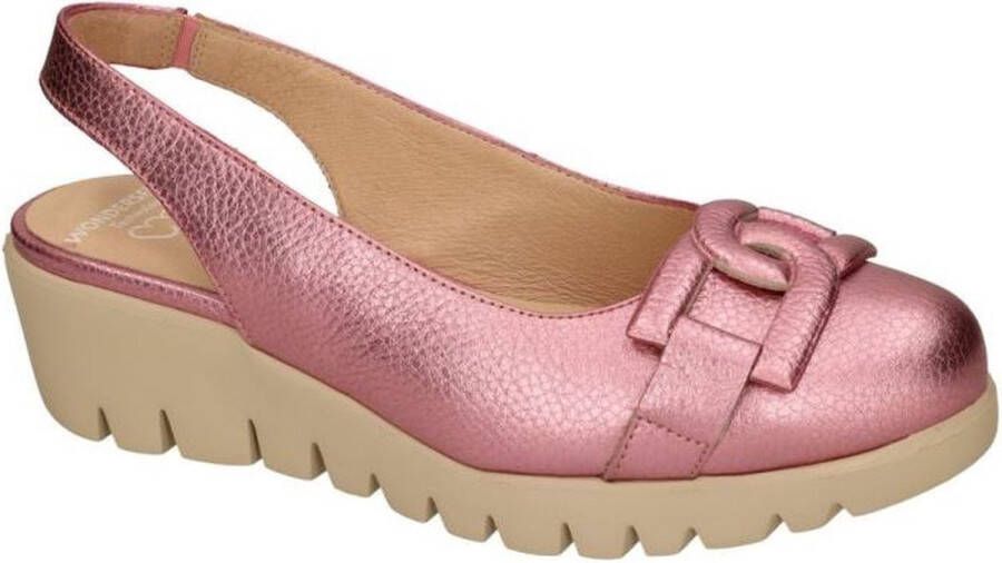 Wonders -Dames roze donker ballerina's & mocassins