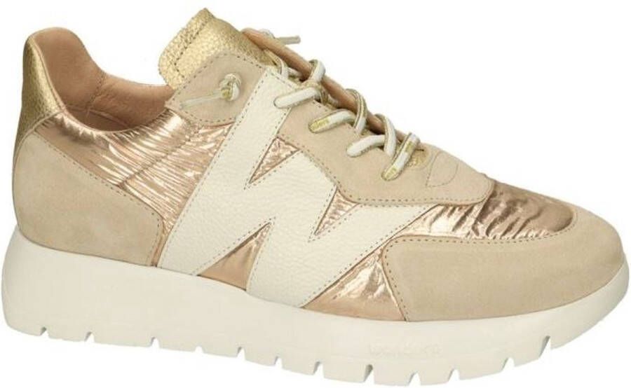 Wonders Stijlvolle Urban Sneaker met MemoryGel Binnenzool Beige Dames