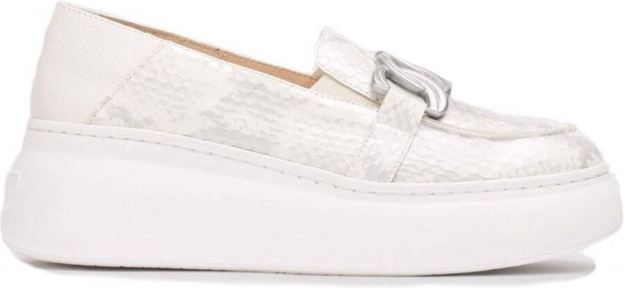 Wonders Tweekleurige leren sleehak moccasin Gray Dames