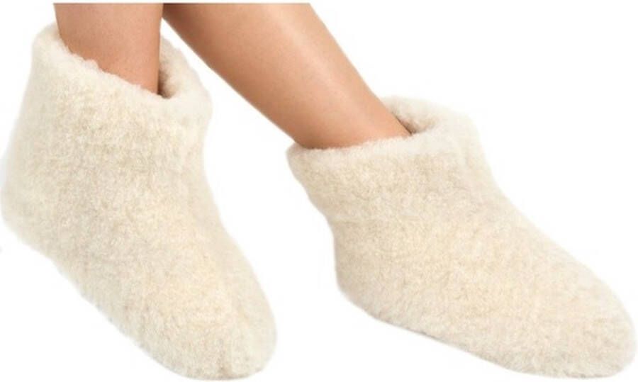 Woolwarmers Witte wollen sloffen pantoffels voor