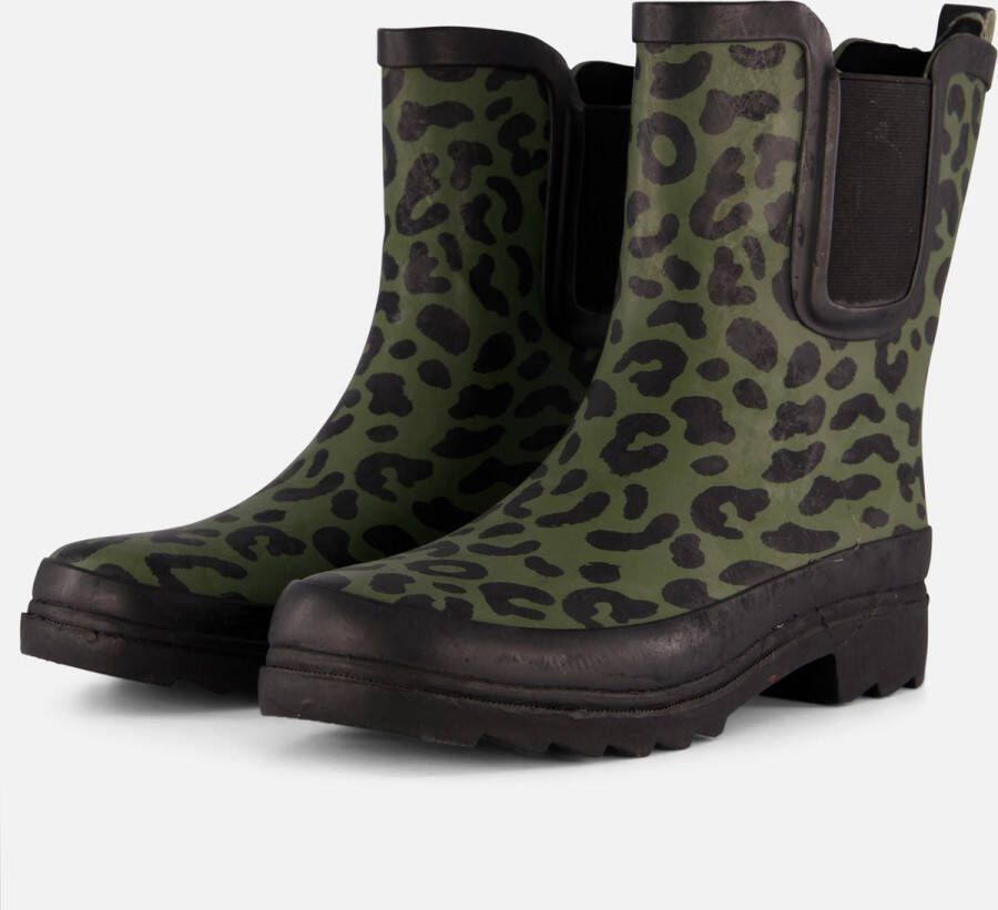 XQ Footwear Chelsea Regenlaars Print Rubber Groen Laarzen