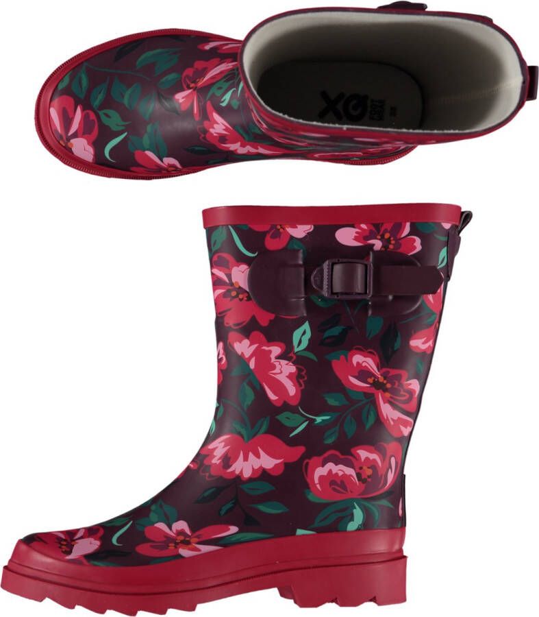 XQ Footwear Dames Regenlaars Riem Rubber Rood Laarzen