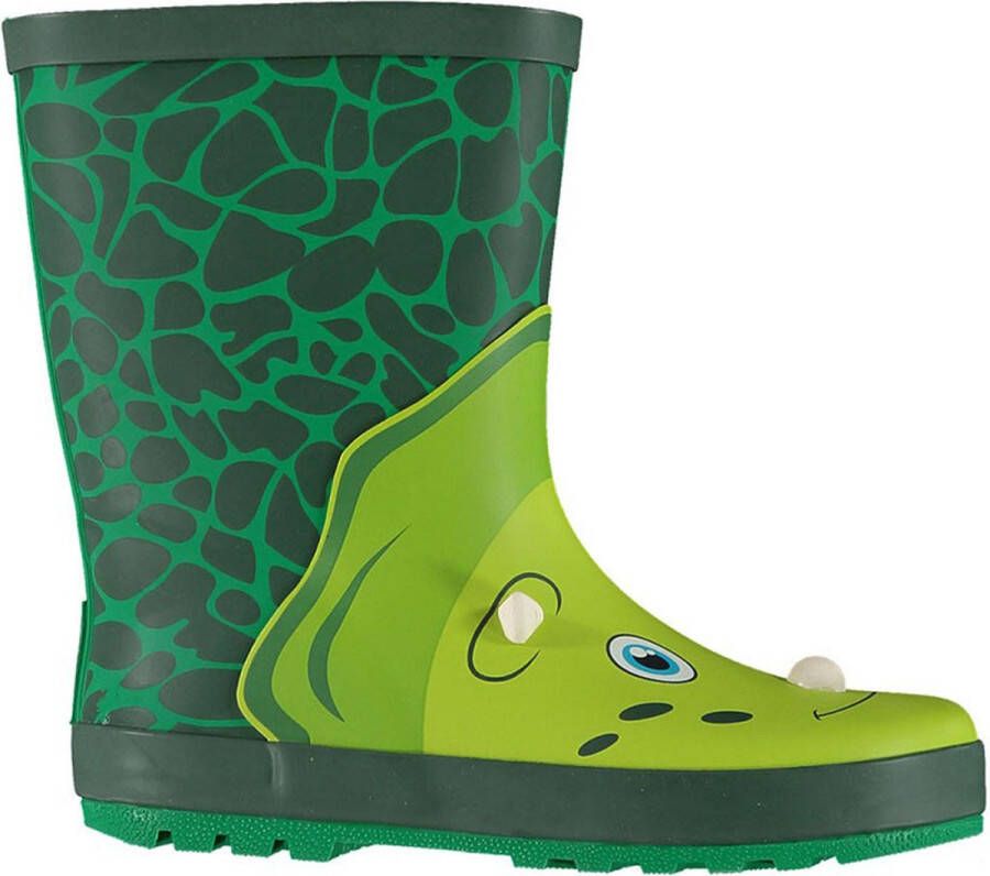 XQ Footwear Grüne 3D Dino-Design-Regenstiefel von