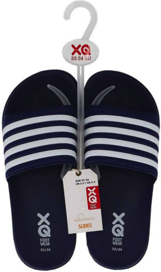 XQ Footwear Slippers Kobaltblauw Wit Gestreept