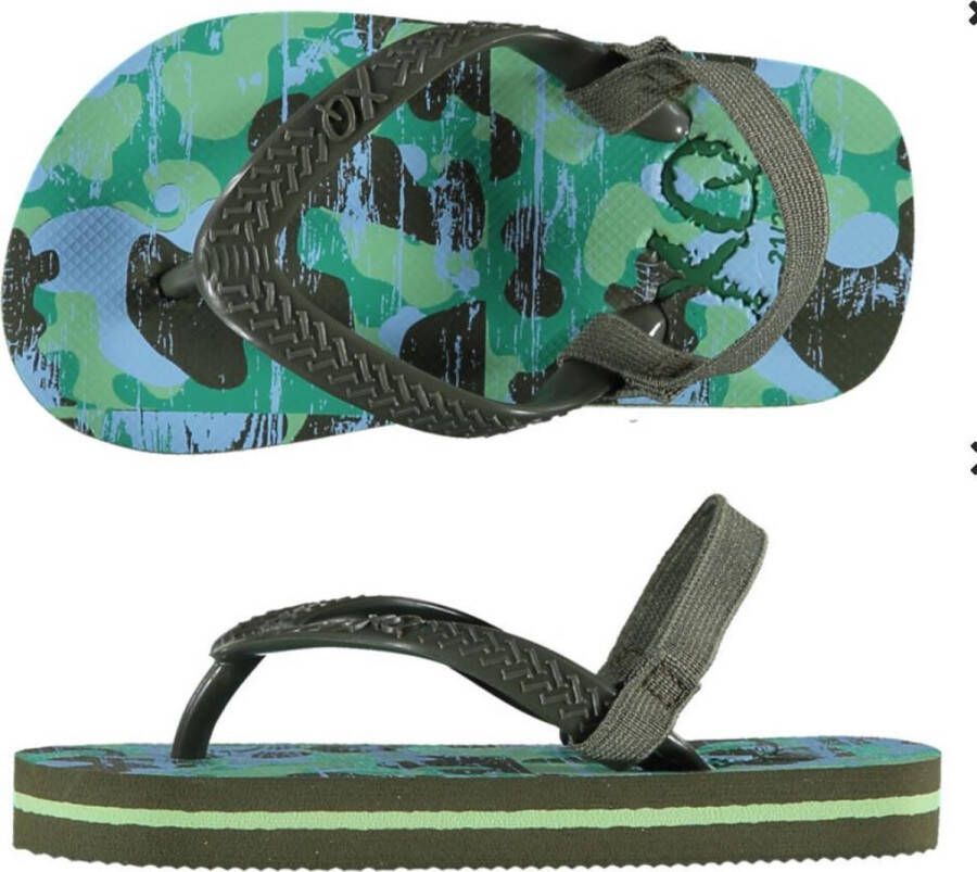 XQ Footwear Slippers Legerprint Groen Boys Zonder Bandje