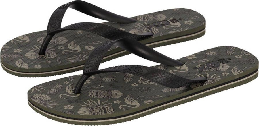 XQ Heren Teenslippers Print Legergroen