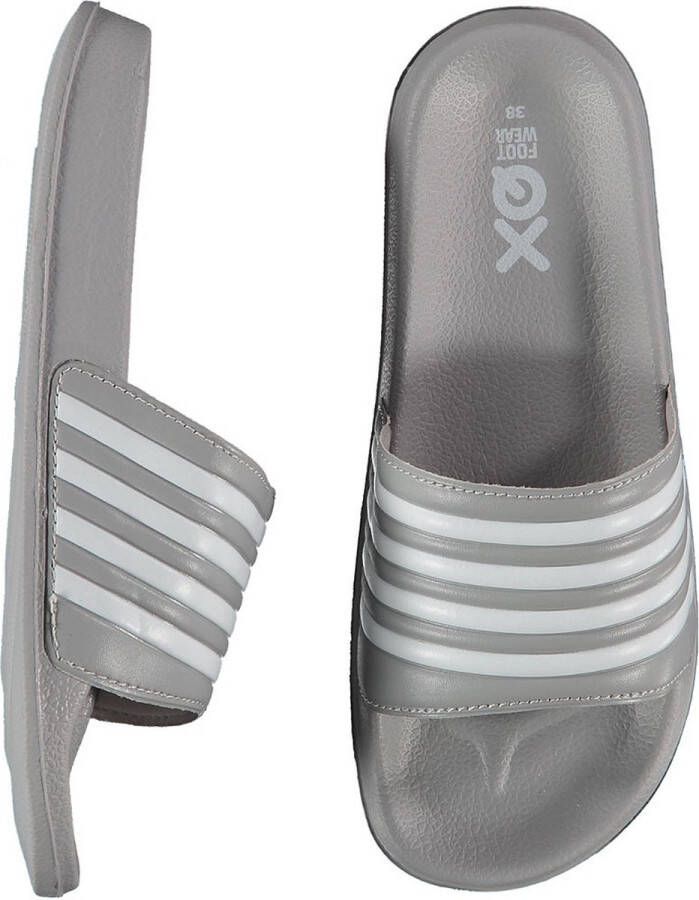 XQ Slippers Dames Stripes Grijs Badslippers dames Gevormd voetbed