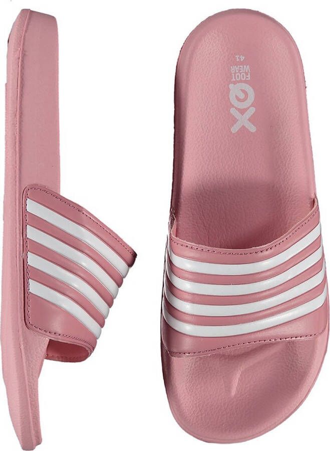 XQ Slippers Dames Stripes Roze Badslippers dames Gevormd voetbed