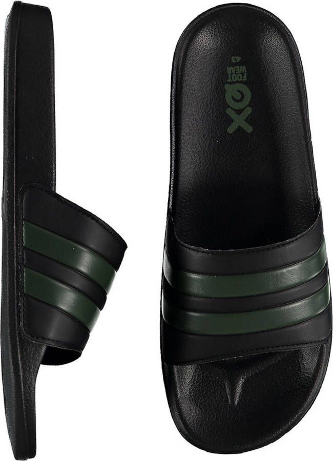 XQ Slippers Heren Stripes Zwart Army Badslippers heren