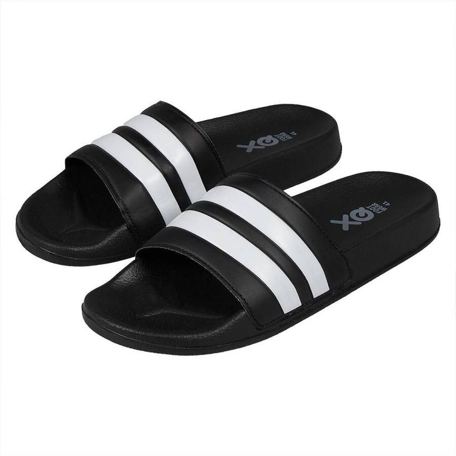 XQ Slippers Heren Stripes Zwart Wit Badslippers heren