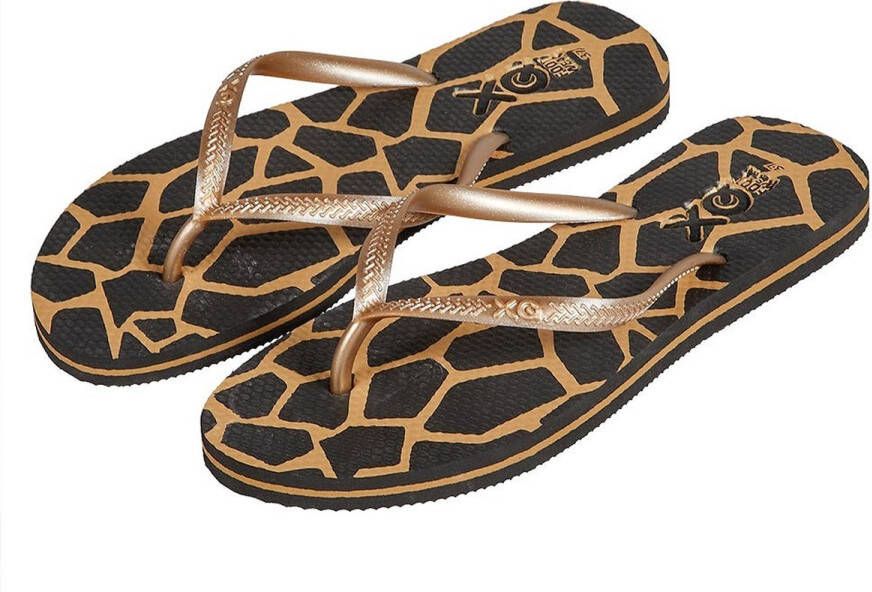 XQ Footwear XQ Teenslippers Dames Dierenprint Goud Flip Flops dames