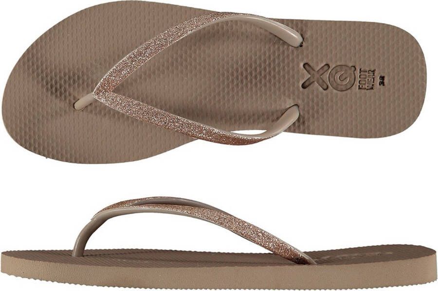 XQ Teenslippers Dames Glitter Taupe Flip Flops dames