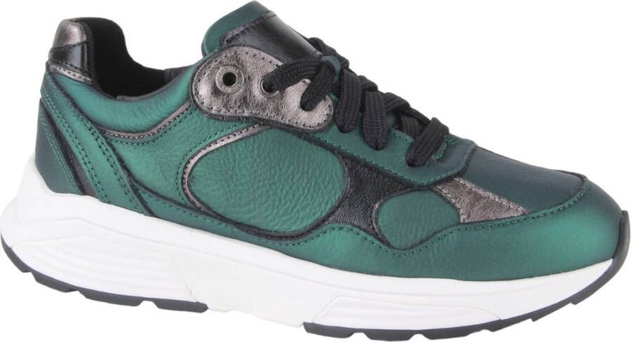 XSENSIBLE Lage Sneakers Dames Combi Met G Sneaker Maat: 37 Materiaal: Leer Kleur: Groen