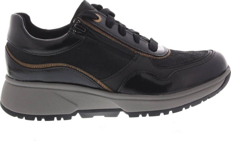 Xsensible Zwarte Leren Hoge Rits Sneakers Black Dames